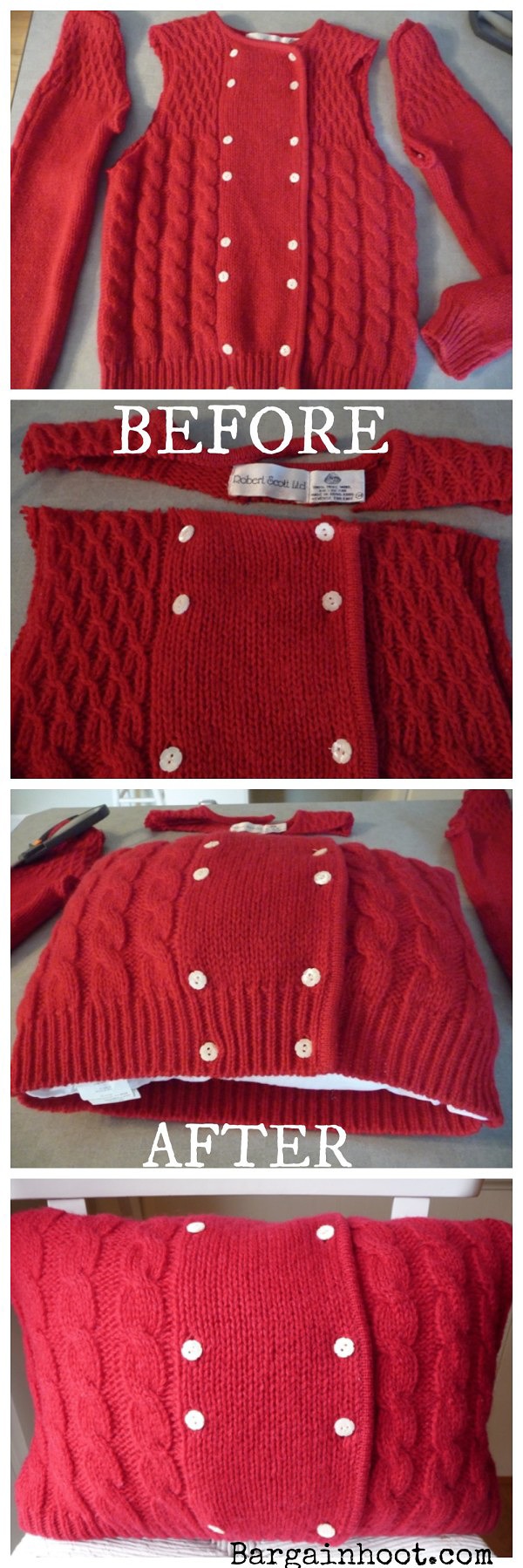 DIY Upcycled Sweater before and after